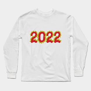 2022 formed with red roses and green leaves Long Sleeve T-Shirt